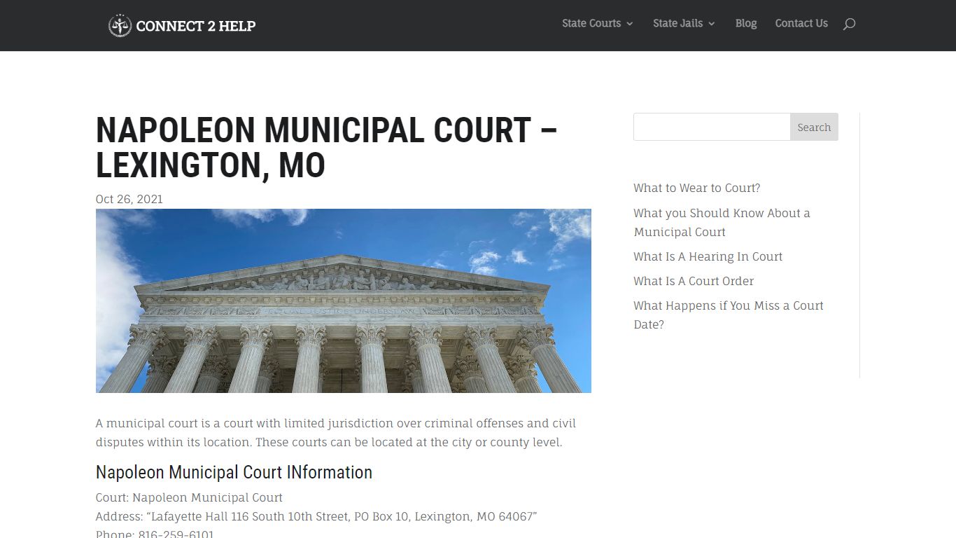 Napoleon Municipal Court - Lexington, MO - Connect 2 Help