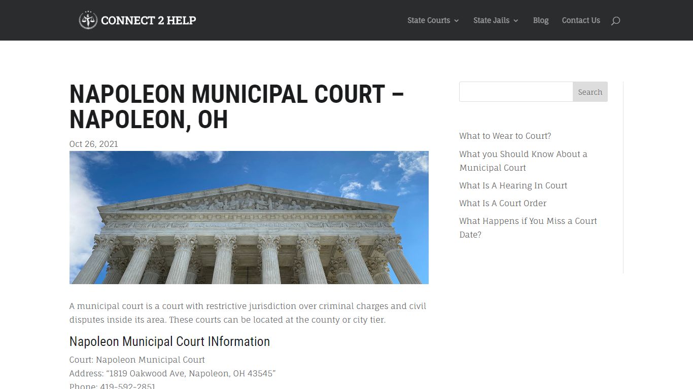 Napoleon Municipal Court - Napoleon, OH - Connect 2 Help