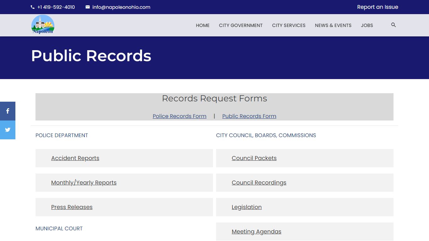 Public Records :: Napoleon, Ohio